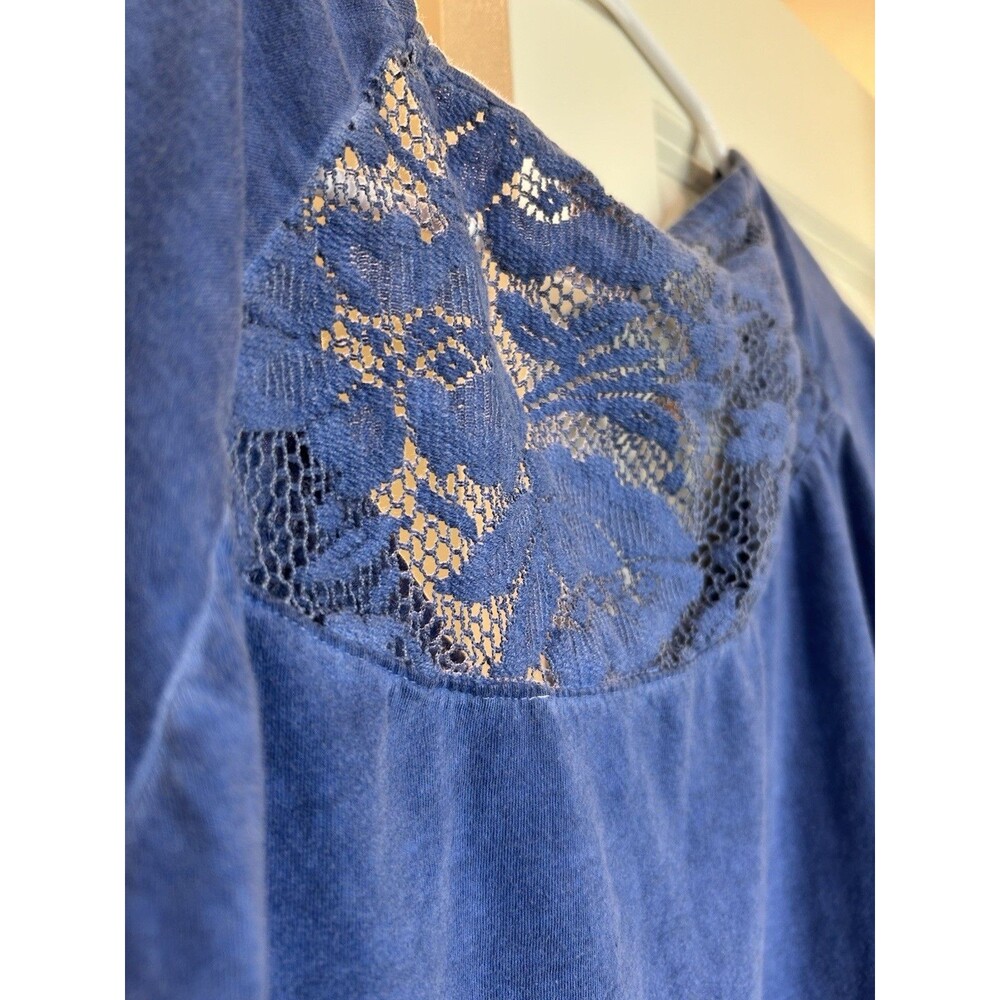 Route 66 Blue Scoop Neck T-Shirt With Lace Details, Size XL, 100 % cotton - Picture 3 of 6